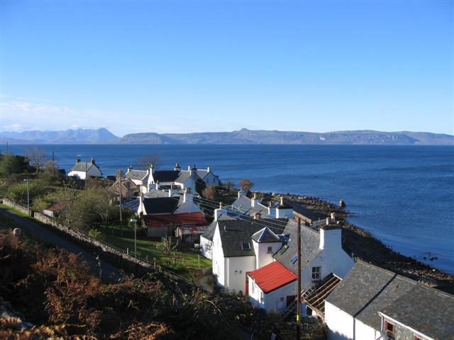 View across village to Skye